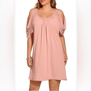 Sanctuary Women's Babydoll Cold Shoulder M Dress Pink Boho Romantic Flowy NWT